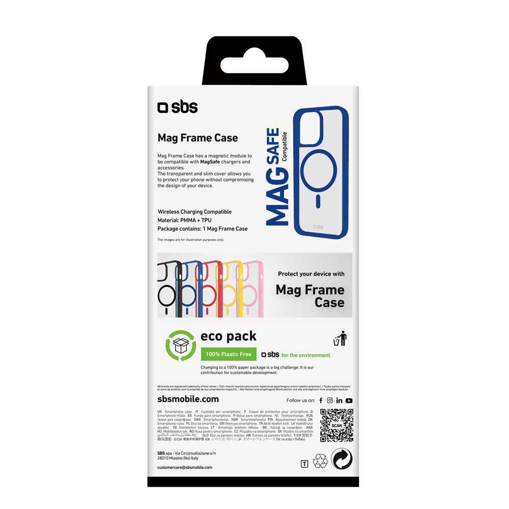 SBS Mag Frame iPhone 16 Pro Bakdeksel - MagSafe-kompatibel - Gjennomsiktig / Blå