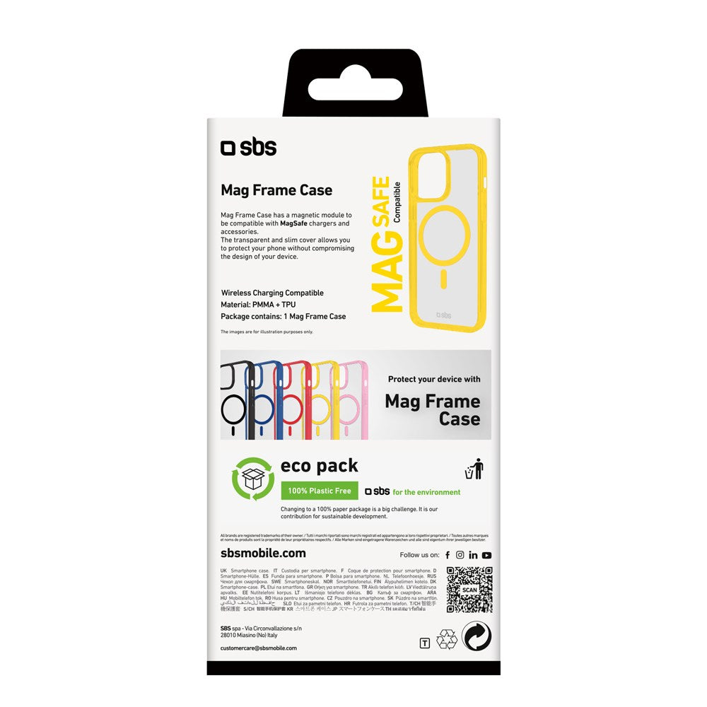 SBS Mag Frame iPhone 16 Pro Max Bakdeksel - MagSafe-kompatibel - Gjennomsiktig / Gul