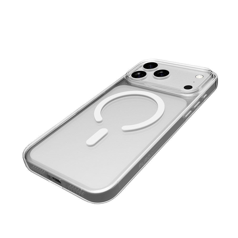 PURO iPhone 17 Pro Max Hybrid Bagside Cover - MagSafe Kompatibel - Gennemsigtig / Hvid
