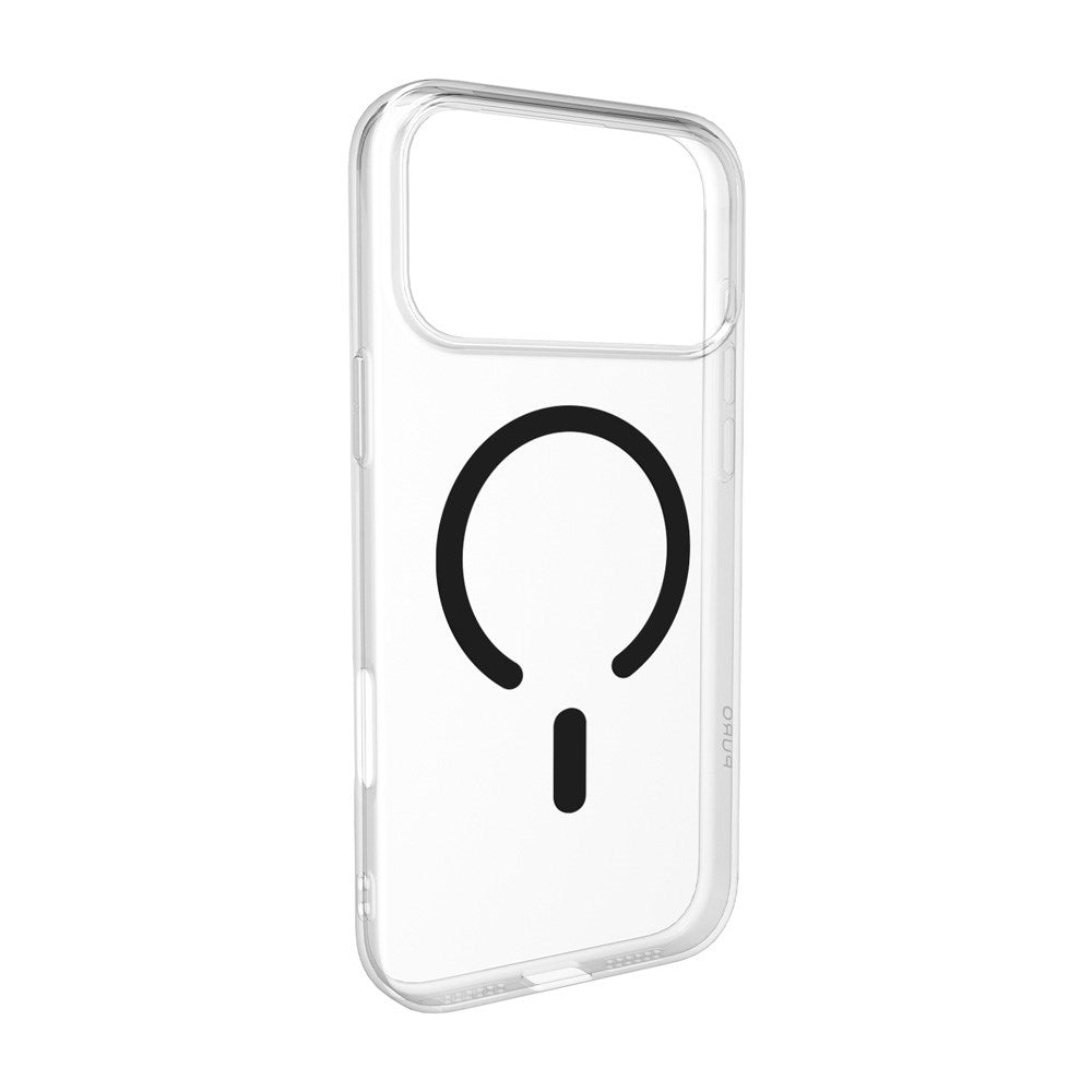 PURO iPhone 17 Pro Max Hybrid Bagside Cover - MagSafe Kompatibel - Gennemsigtig / Sort