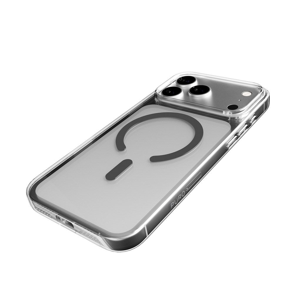 PURO iPhone 17 Pro Hybrid Bagside Cover - MagSafe Kompatibel - Gennemsigtig / Grå
