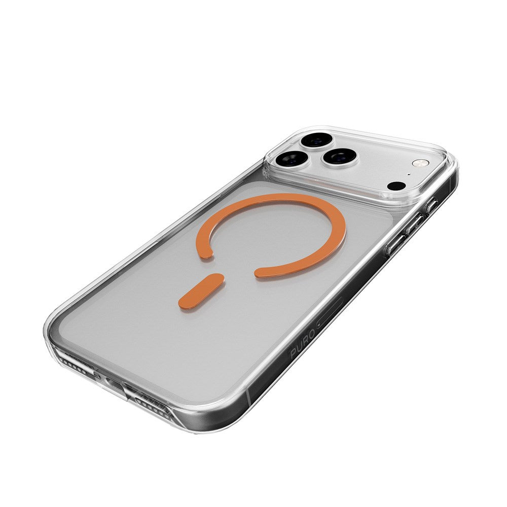 PURO iPhone 17 Pro Max Hybrid Bagside Cover - MagSafe Kompatibel - Gennemsigtig / Orange