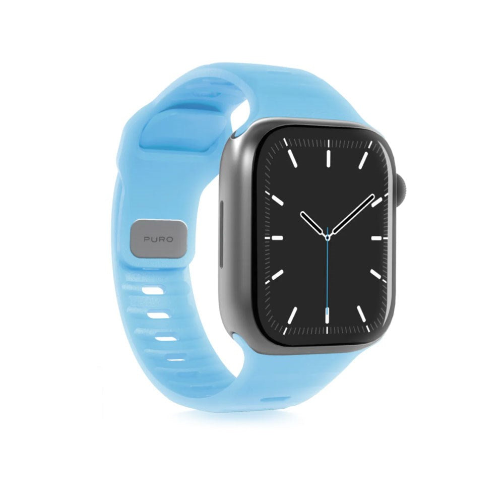 Apple Watch (38/40/SE/41/42mm) Puro GLOW Silicone Rem - Light Blue