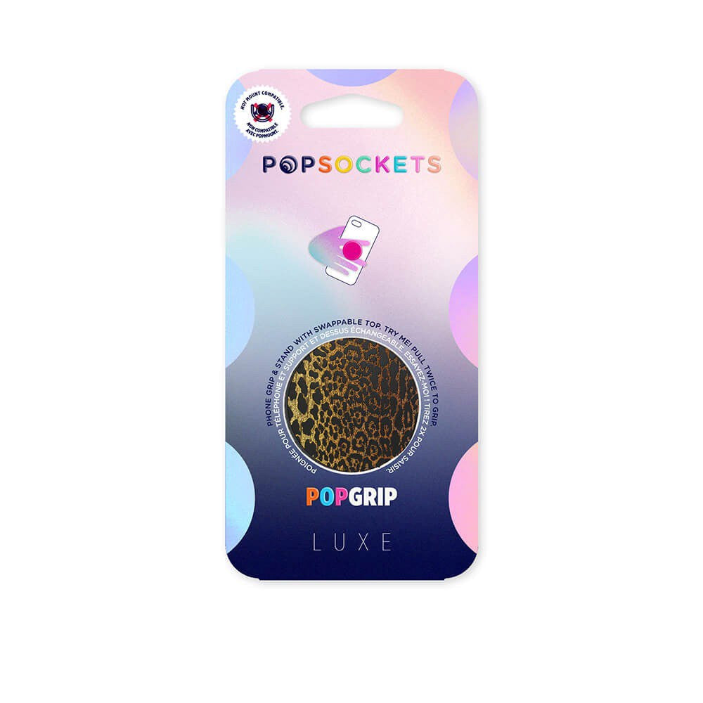 POPSOCKETS PopGrip Original Embossed Metal Leopard Aftageligt Greb m. Standerfunktion