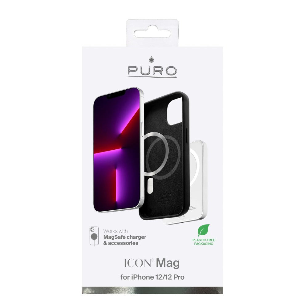 Puro iPhone 12 / 12 Pro Icon Mag Silikone Bagside Cover - MagSafe Kompatibel - Sort