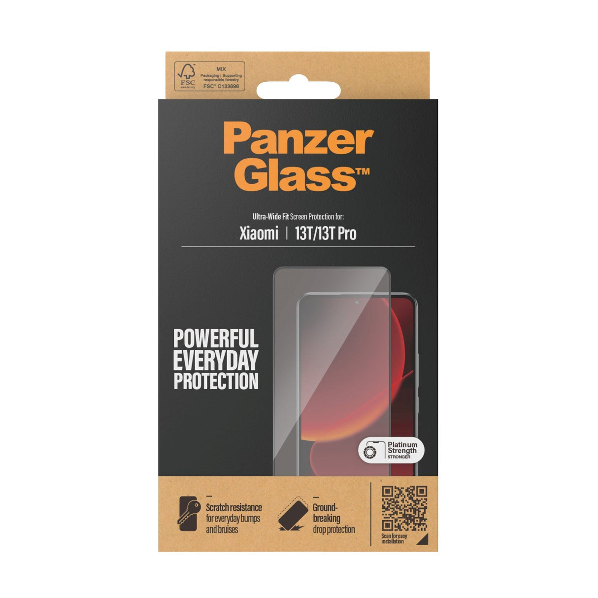 Xiaomi 13T / 13T Pro PanzerGlass Ultra Wide Fit skjermbeskytter - platinastyrke - svart kant