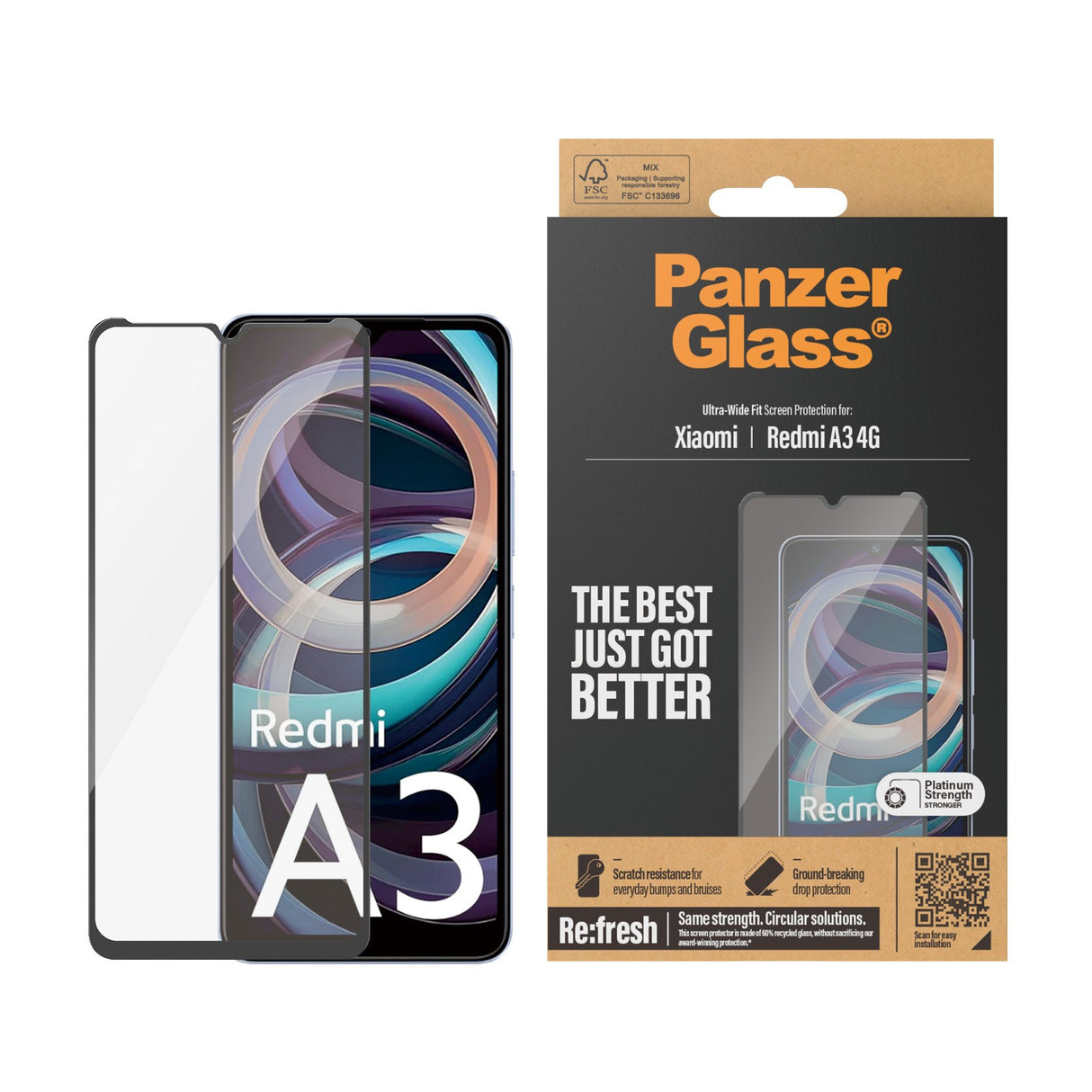 PanzerGlass Ultra-Wide Fit skjermbeskytter - Xiaomi Redmi A3 - Gjennomsiktig
