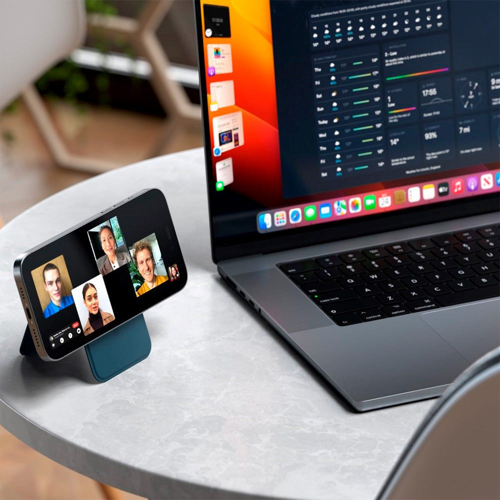 Satechi Magnetisk Vegansk Læder Kortholder m. Ståfunktion - MagSafe Komptibel - Blå