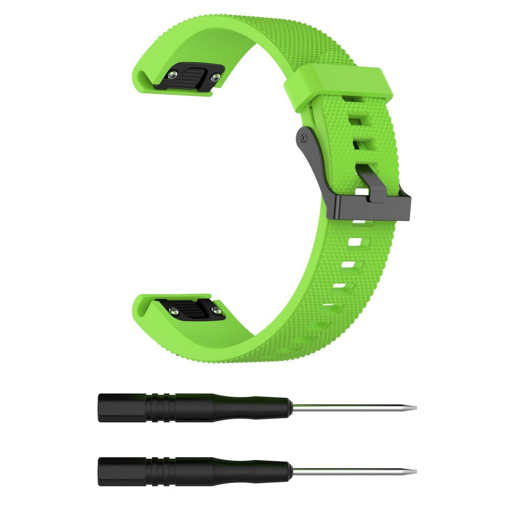 Garmin Fenix 6s & 6s Pro / 5s & 5s Plus Riflet Silikone Rem inkl. Stifter - Grøn