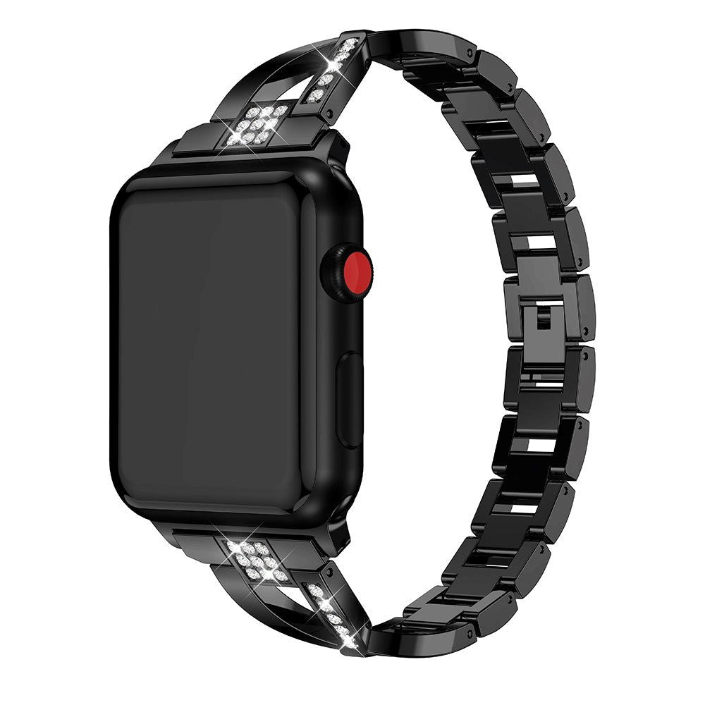 Apple Watch (38/40/SE/41/42 mm) Stålrem m. Rhinestone - Svart