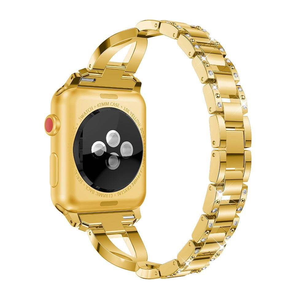 Apple Watch (38/40/SE/41/42 mm) Stålrem m. Rhinestone - Gull
