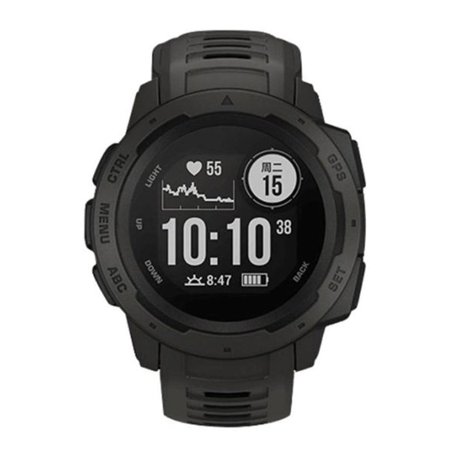 Garmin Instinct 22 mm silikonstropp m. Pinner - Svart