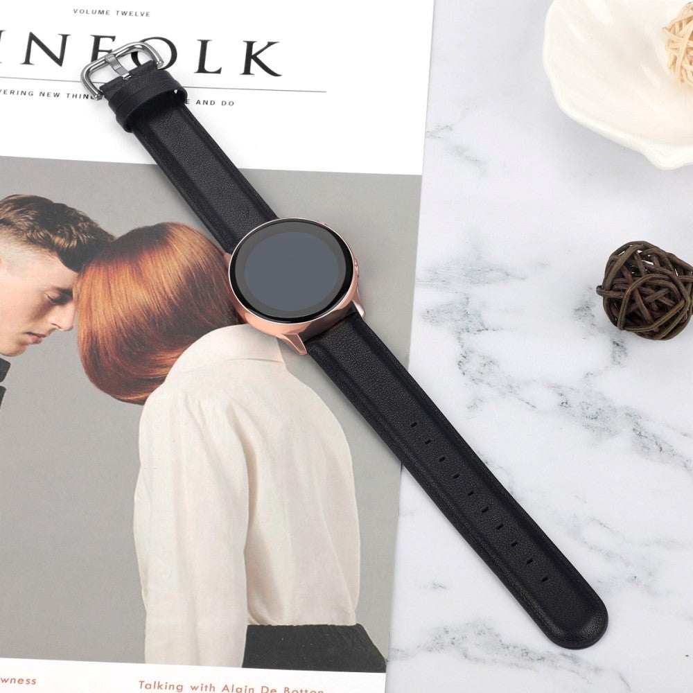 Universal Smartwatch lærreim (20mm) - Svart