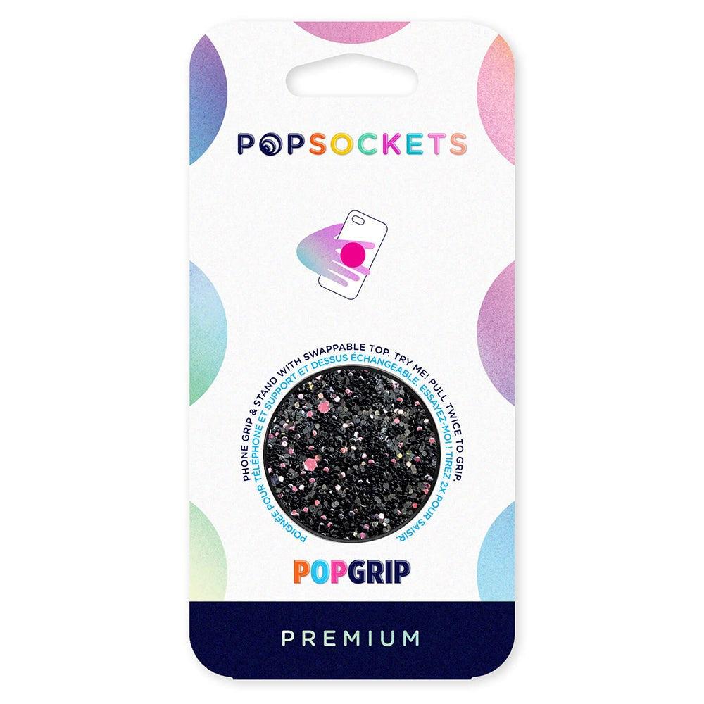 POPSOCKETS PopGrip Sparkle Black Avtakbart grep m. Stativfunksjon