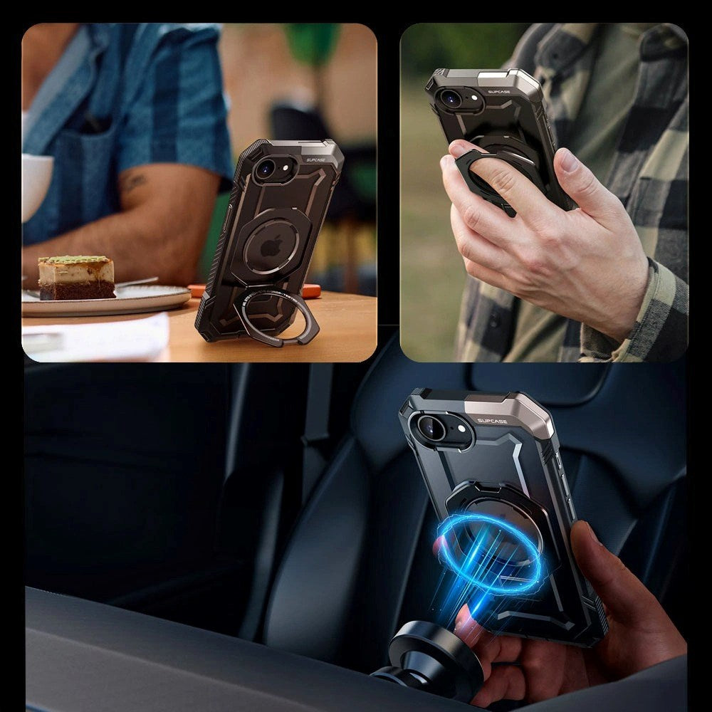 iPhone 16e Supcase Unicorn Beetle Grip-deksel - MagSafe-kompatibel - Gjennomsiktig / Svart