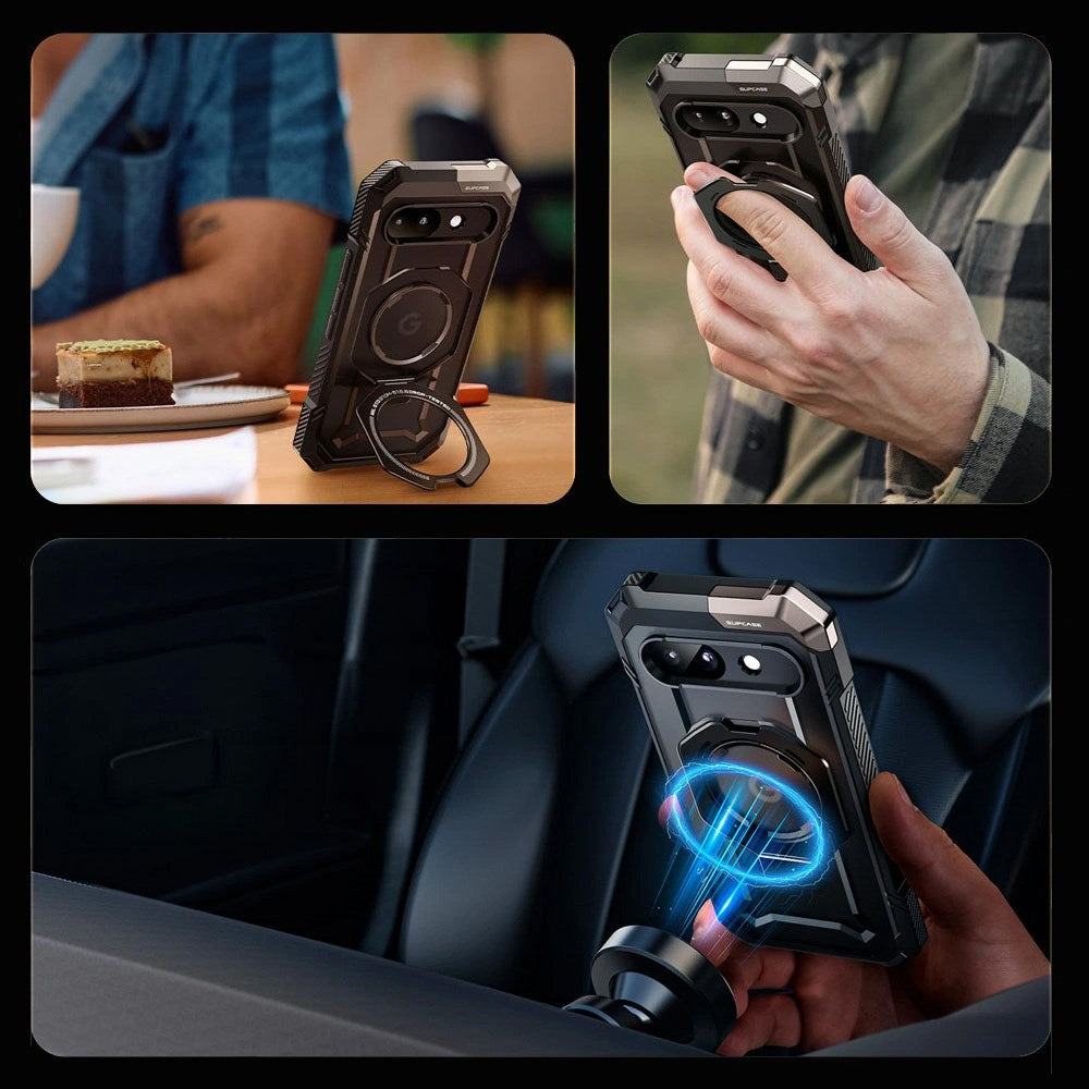 Supcase Unicorn Beetle Grip Google Pixel 9a Håndværker Cover - MagSafe Kompatibel - Gennemsigtig / Sort