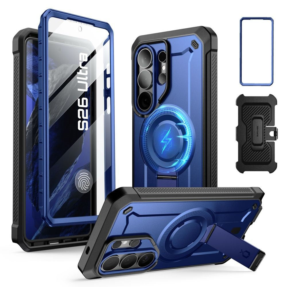 SUPCASE Samsung Galaxy S26 Ultra Unicorn Beetle Pro Mag Cover inkl. 2x Frontramme - MagSafe Kompatibel - Blå