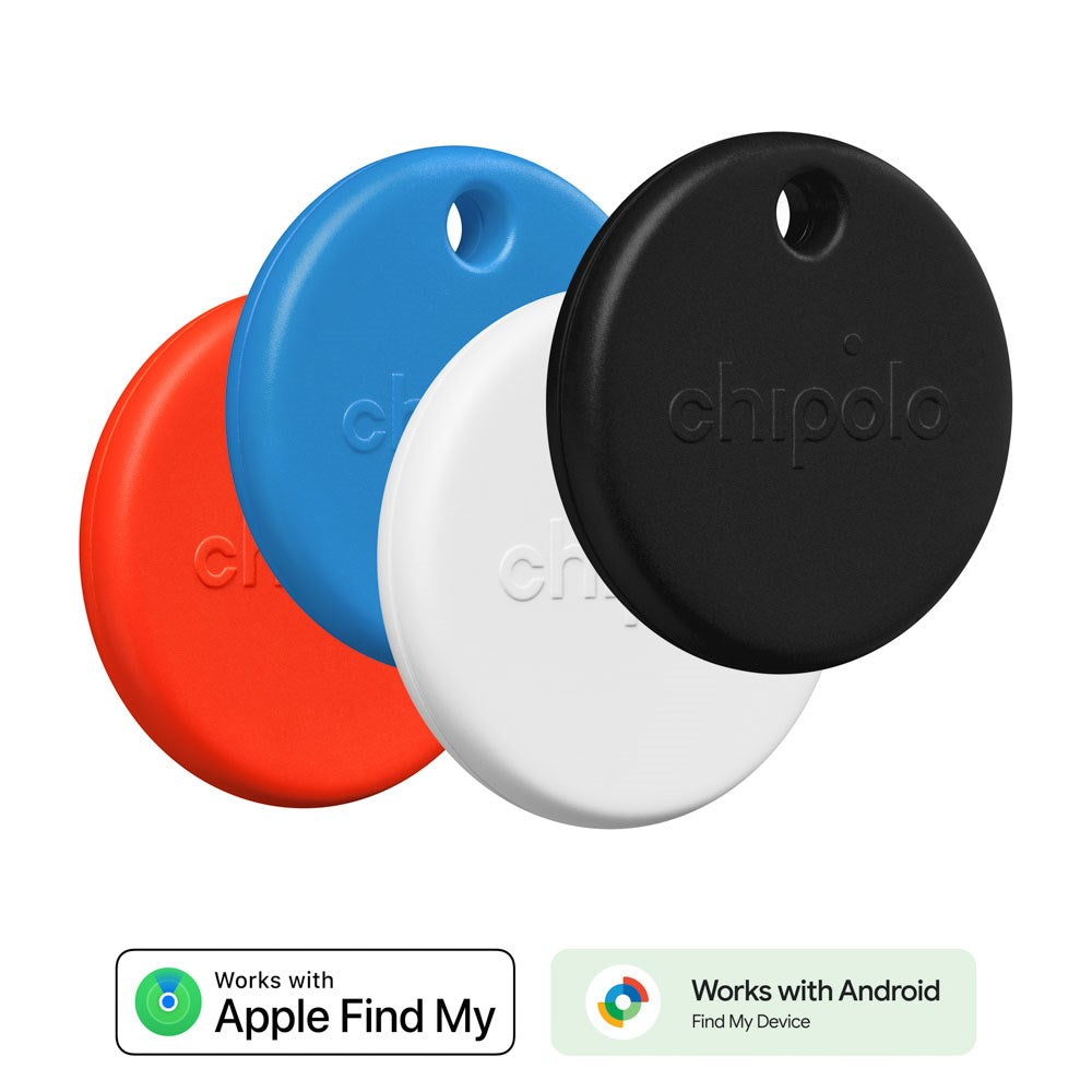 Chipolo POP - GPS Tracker - Apple Find My & Google's Find My Device - 4 Stk. - Rød / Blå / Hvid / Sort
