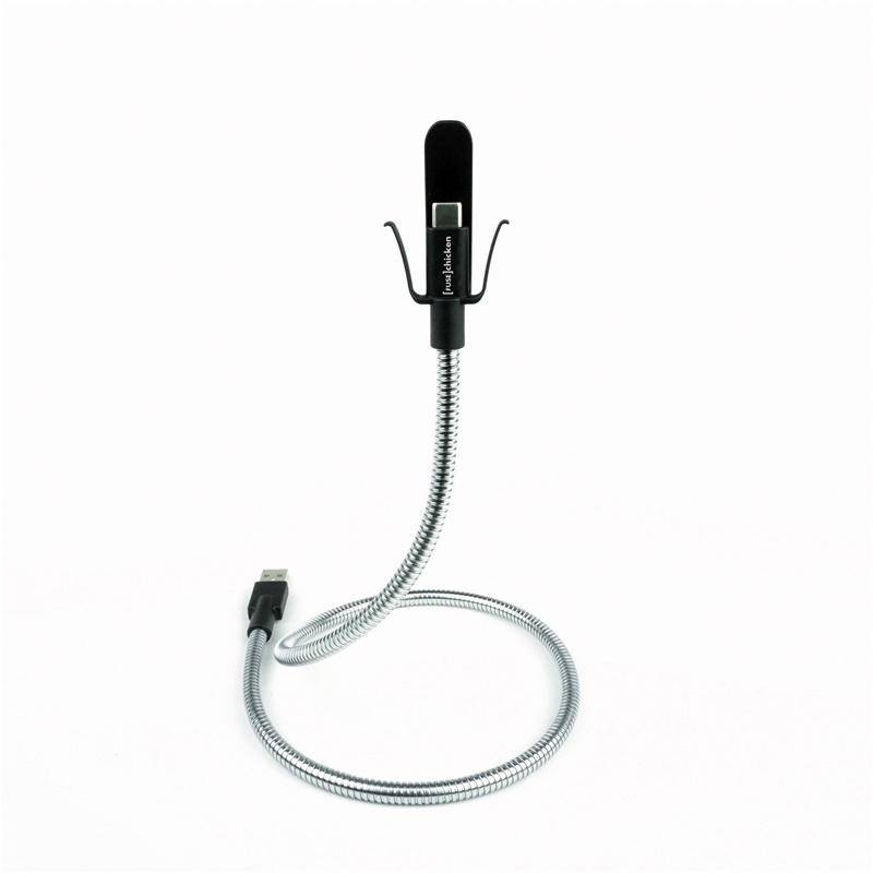 Fuse Chicken Selvstående USB-C Kabel m. Mobilholdefunktion - inkl. 2 x Klips - 0.6m - Sølv