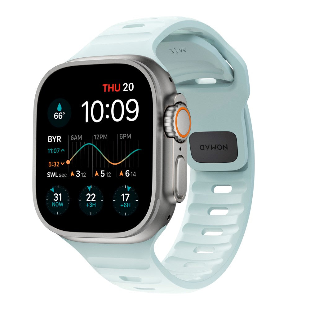 Nomad Apple Watch (42/44/SE/45/46/49 mm) sportsbåndstropp - Icy Blue Glow