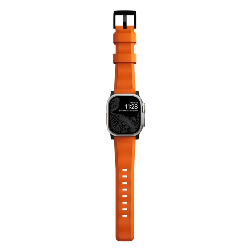 Nomad Apple Watch (42/44/SE/45/46/49 mm) Robust båndstropp - ultraoransje / svart maskinvare