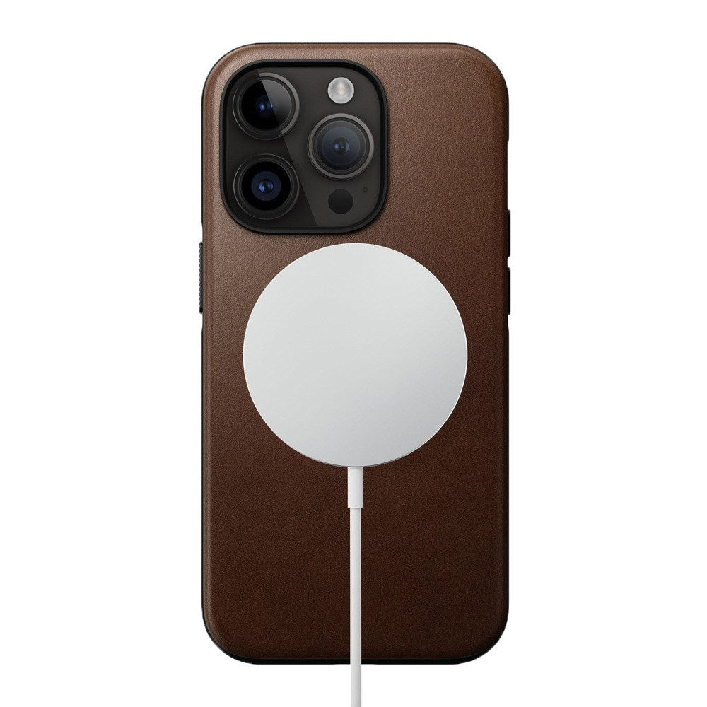 iPhone 14 Pro Nomad Modern Leather Cover - MagSafe Kompatibel - Brun