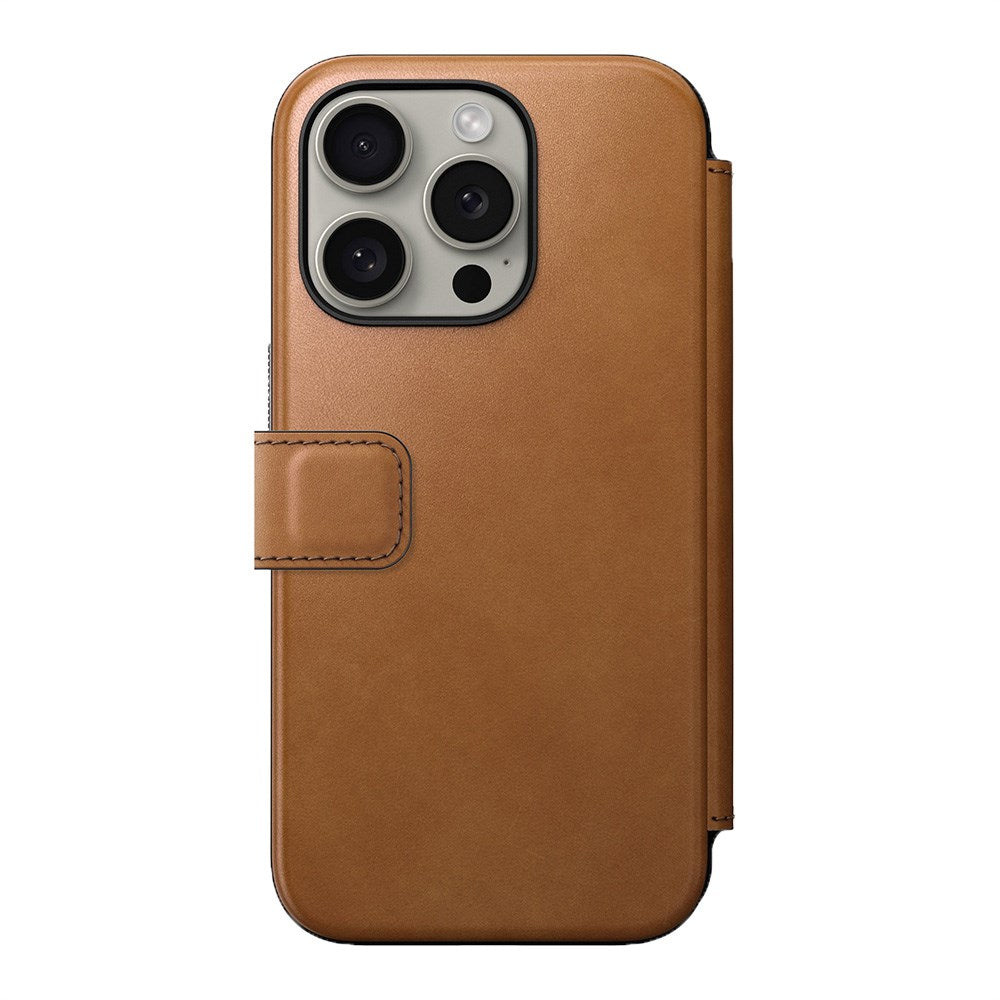 iPhone 15 Pro Nomad Modern Leather Folio Cover - MagSafe-kompatibel - Tan