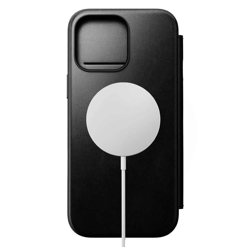 iPhone 16 Pro Max Nomad Modern Horween Leather Folio Cover - MagSafe-kompatibel - Svart