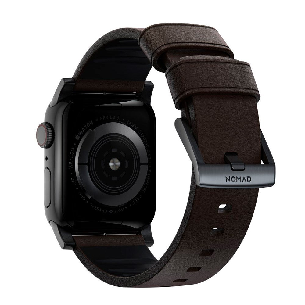Nomad Apple Watch (42/44/SE/45/46/49 mm) Active Band Pro-stropp - klassisk brun / svart maskinvare