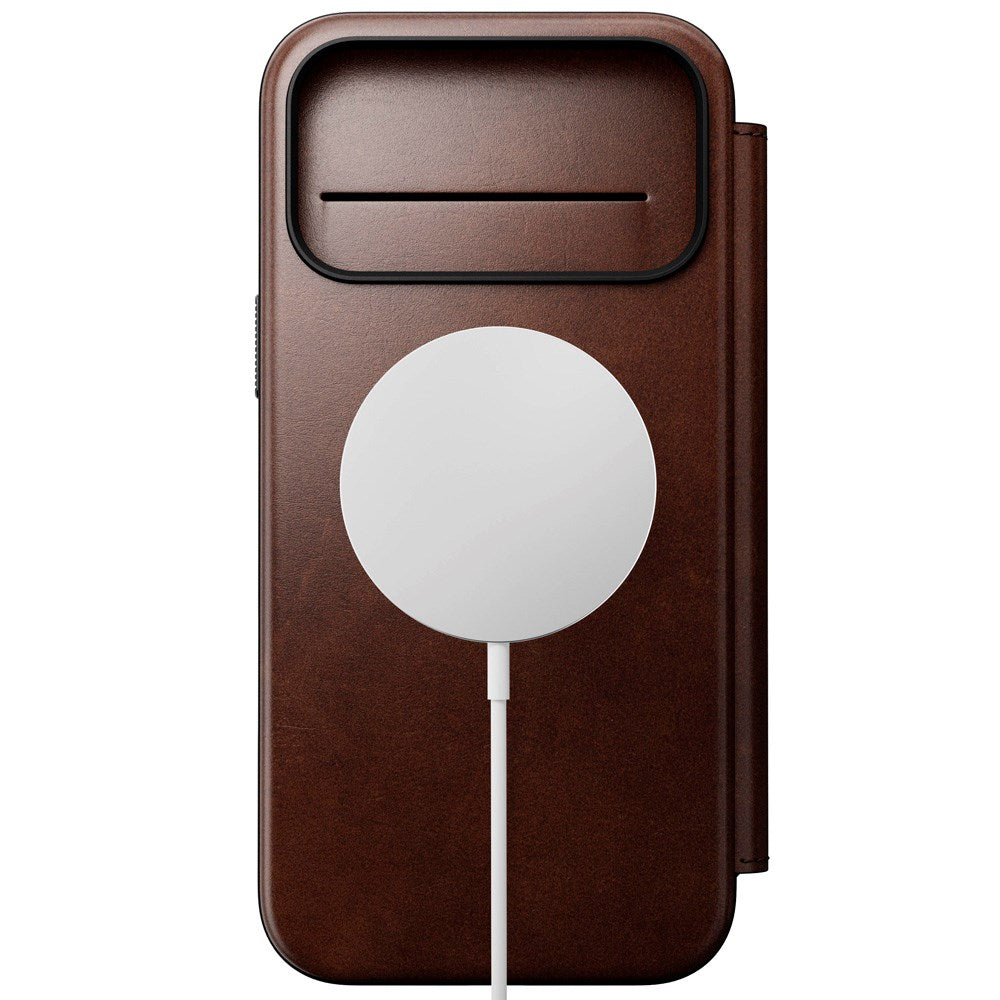 iPhone 17 Pro Max - Nomad Modern Horween Leather Folio Cover - MagSafe Kompatibel - Rustic Brown