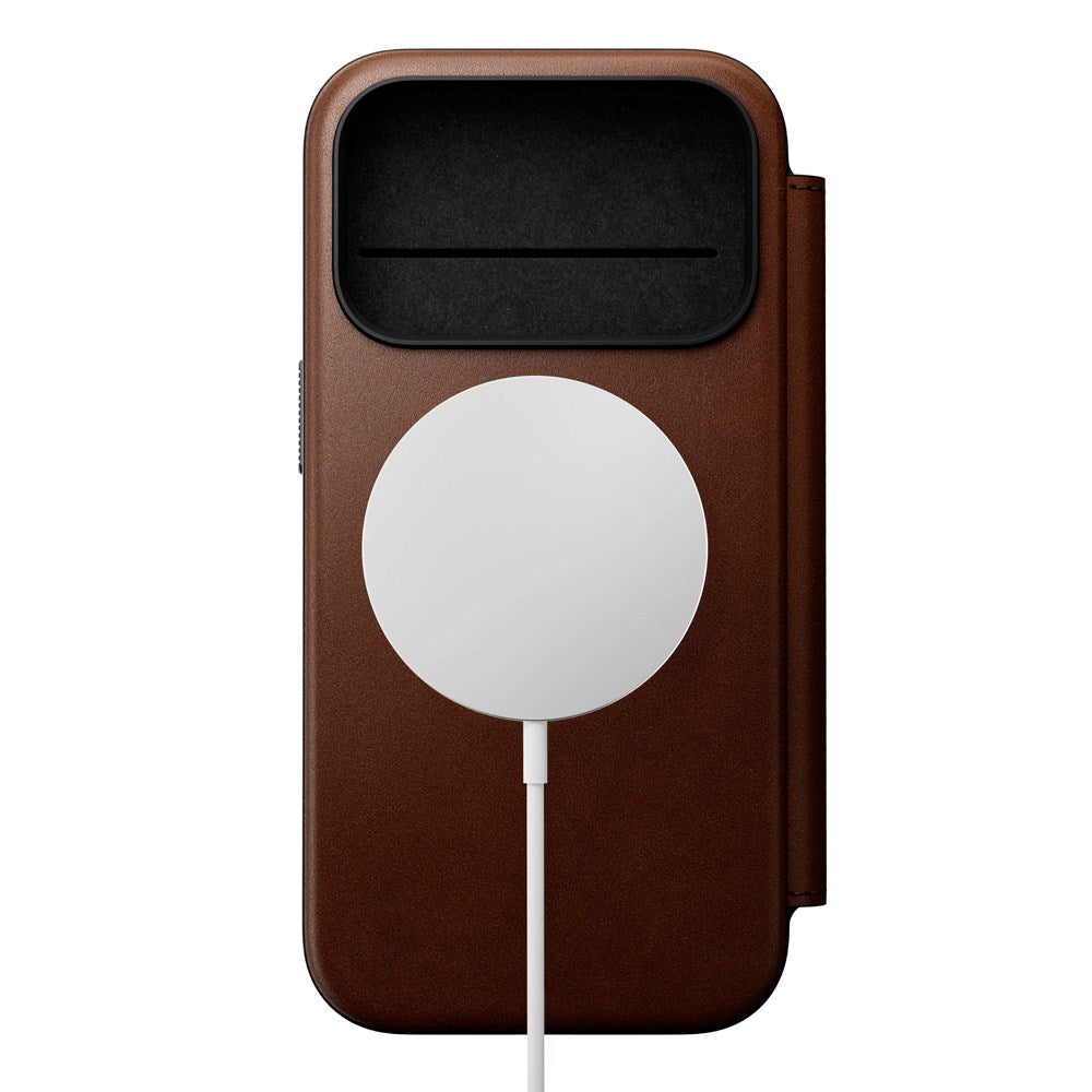 iPhone 17 Pro - Nomad Modern Leather Folio Cover - MagSafe Kompatibel - Brown