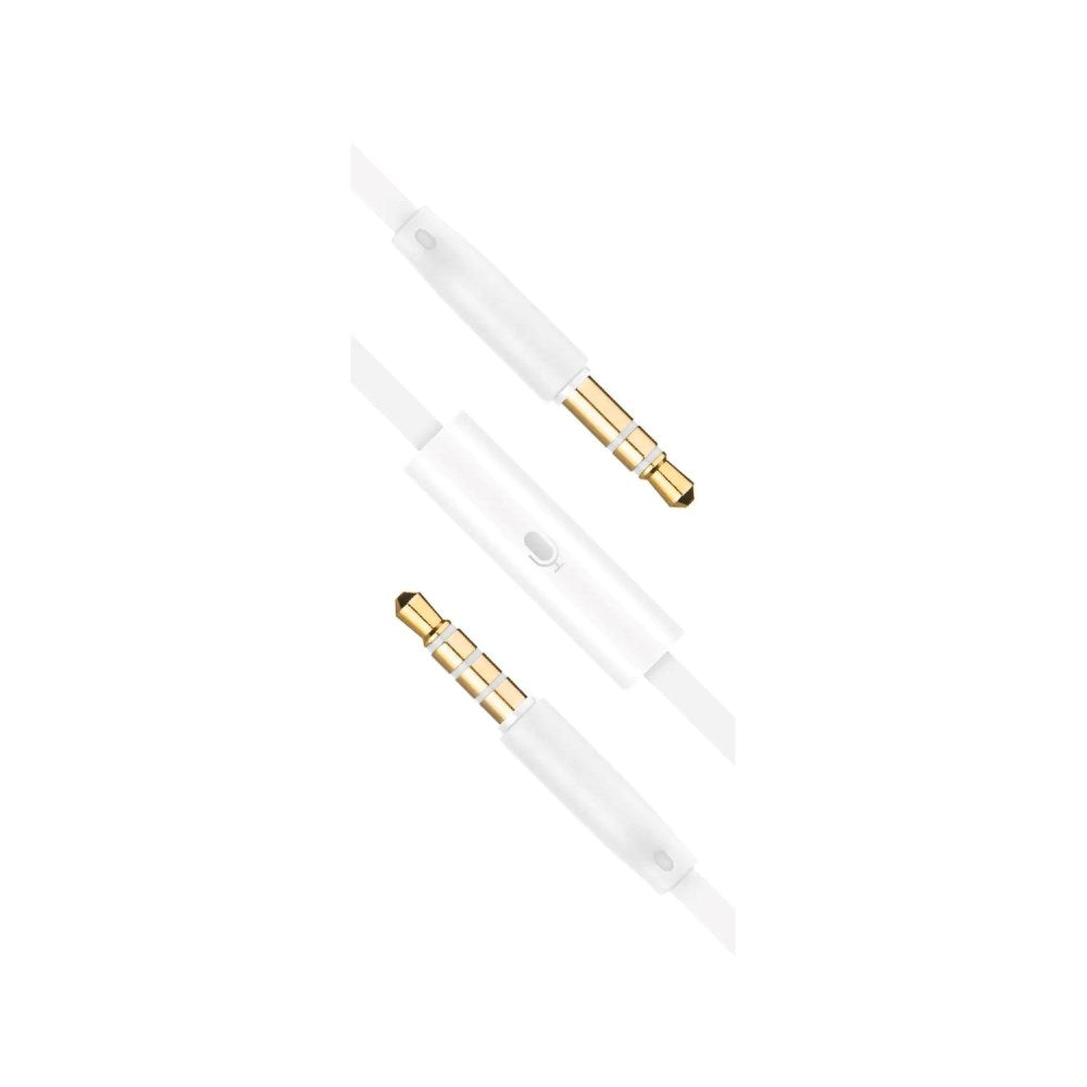 Fixed AUX Lydkabel med 2 x 3.5mm Minijack & Mikrofon - 1 m - Hvid