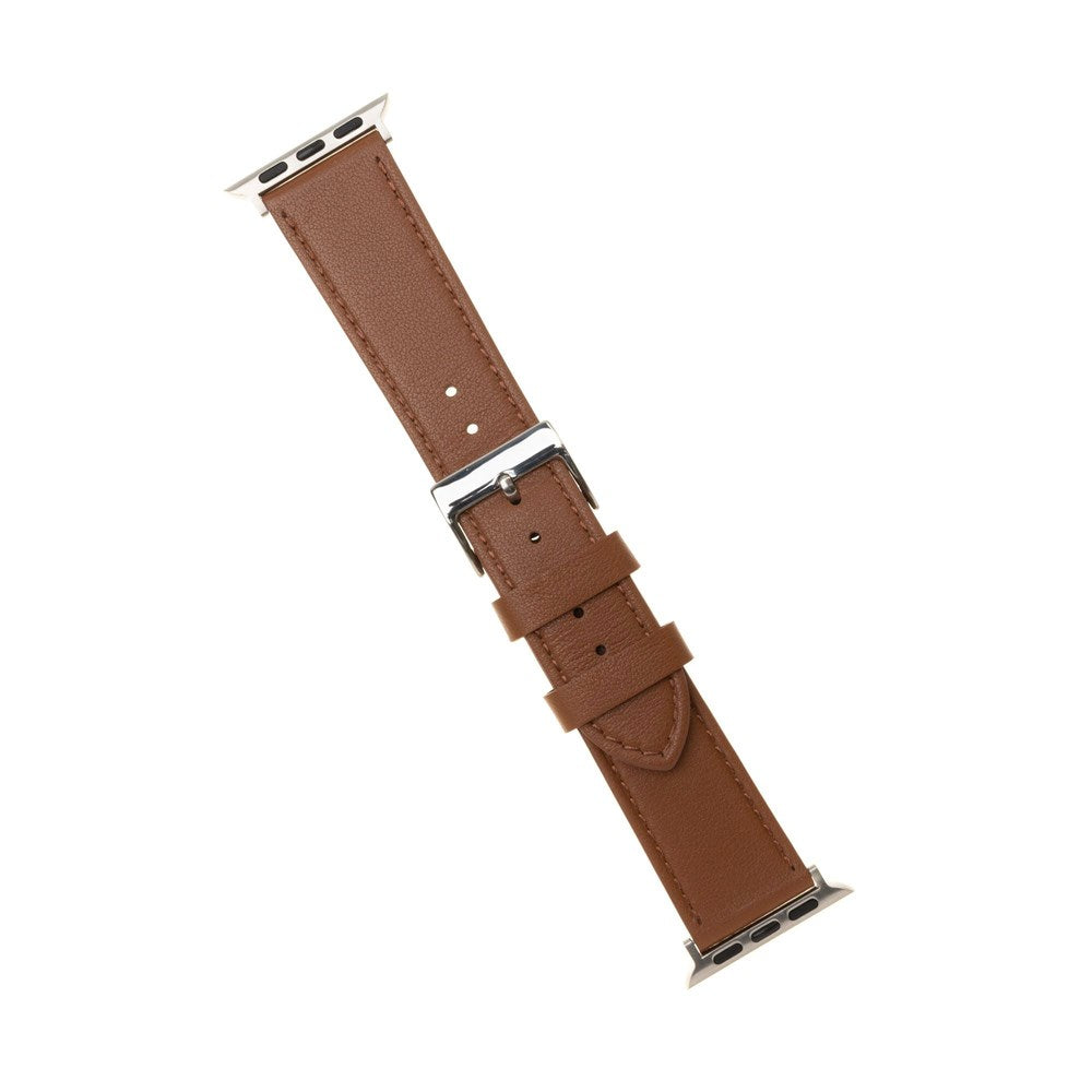 Fixed Apple Watch (42/44/SE/45/46/49mm) Ægte Læder Rem - Brun