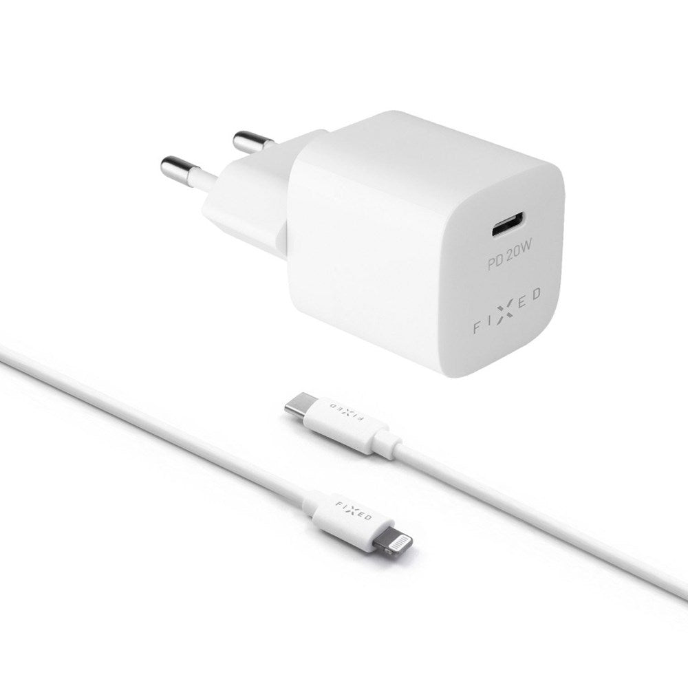 Fast 20W USB-C PD hurtigvegglader m. USB-C til Lightning-kabel - Hvit