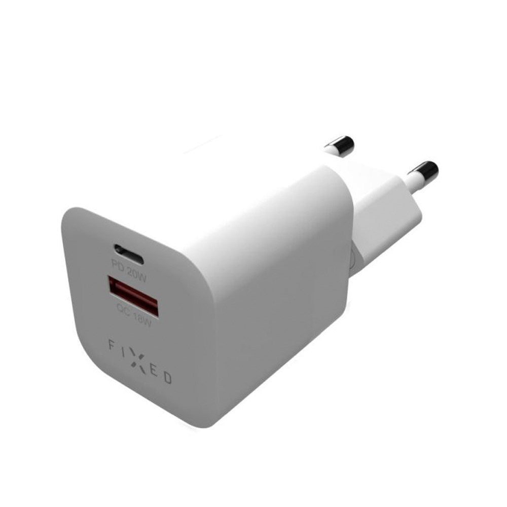 Fast Mini Vegglader 20W m. USB-A & USB-C - Hvit