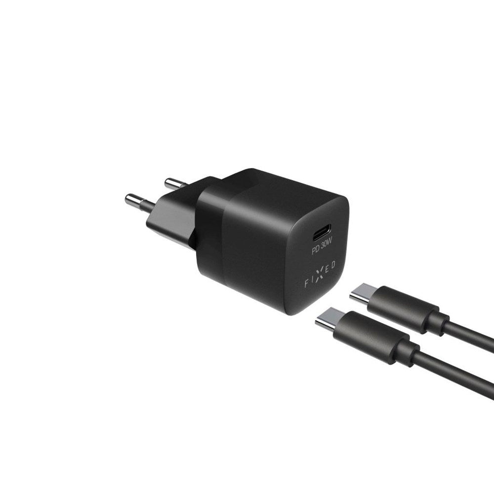 Fast 30W USB-C PD Fast Wall Charger m. USB-C til USB-C-kabel - Svart
