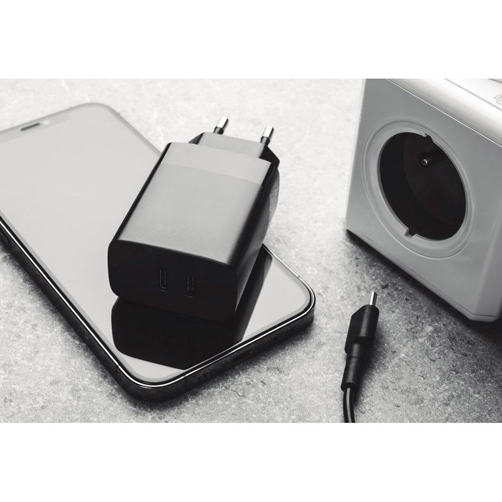 Fast 35W PD 2x USB-C Fast Wall Charger - Svart