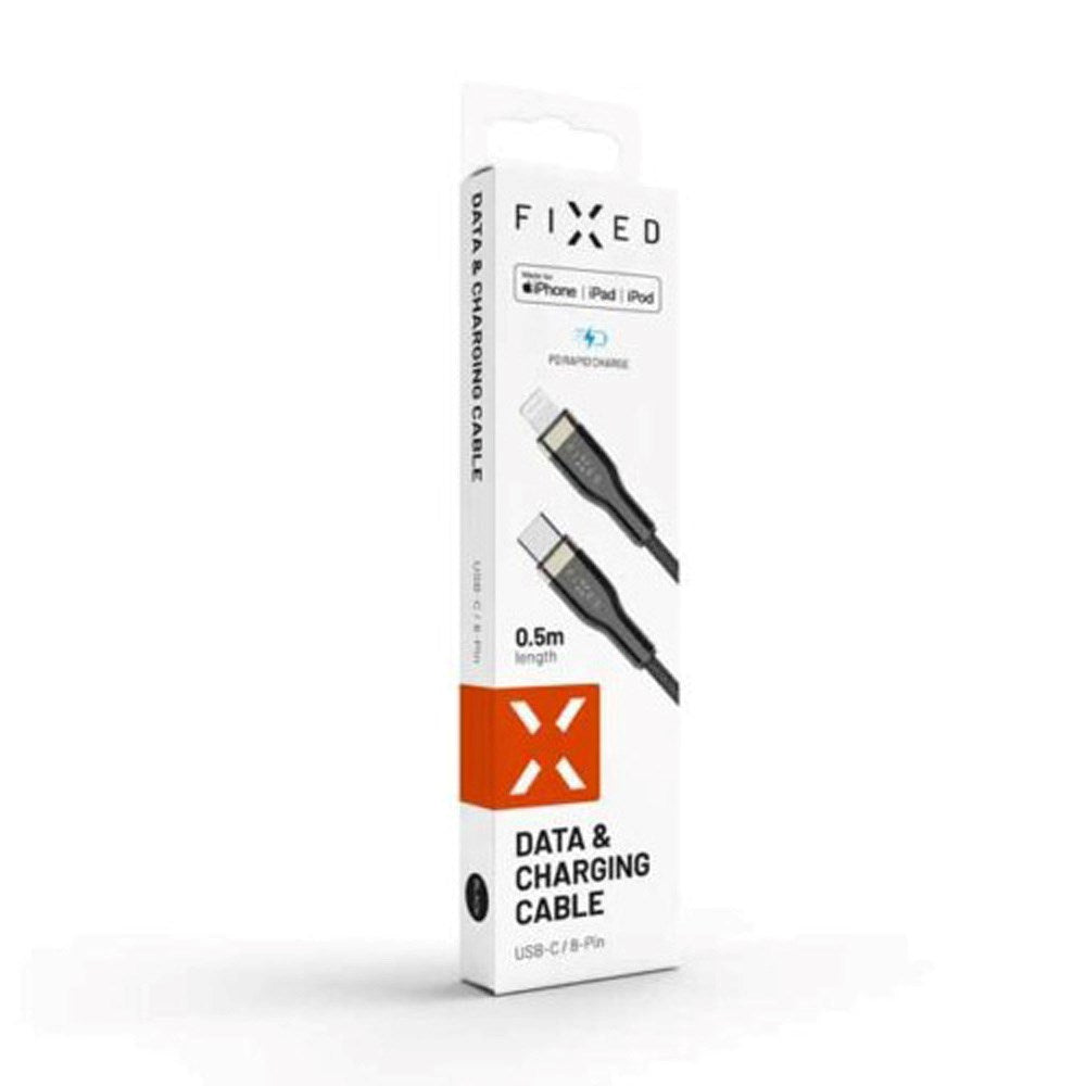 Fast metall USB-C til Lightning MFi PD-kabel 60W 50cm - Sort