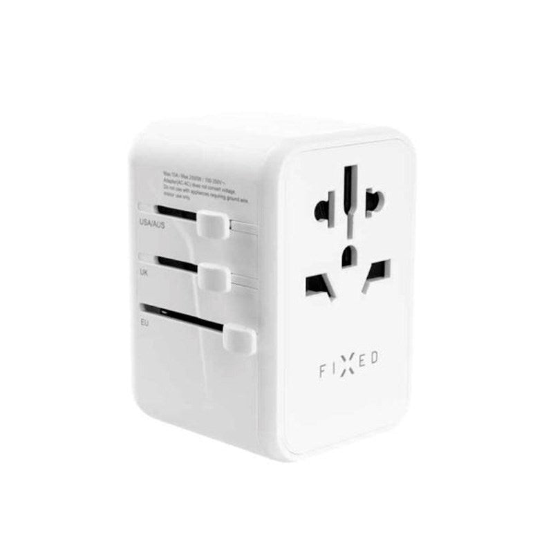 Fixed - Universal Rejse Adapter - 65W - EU / UK / USA / AUS - Hvid