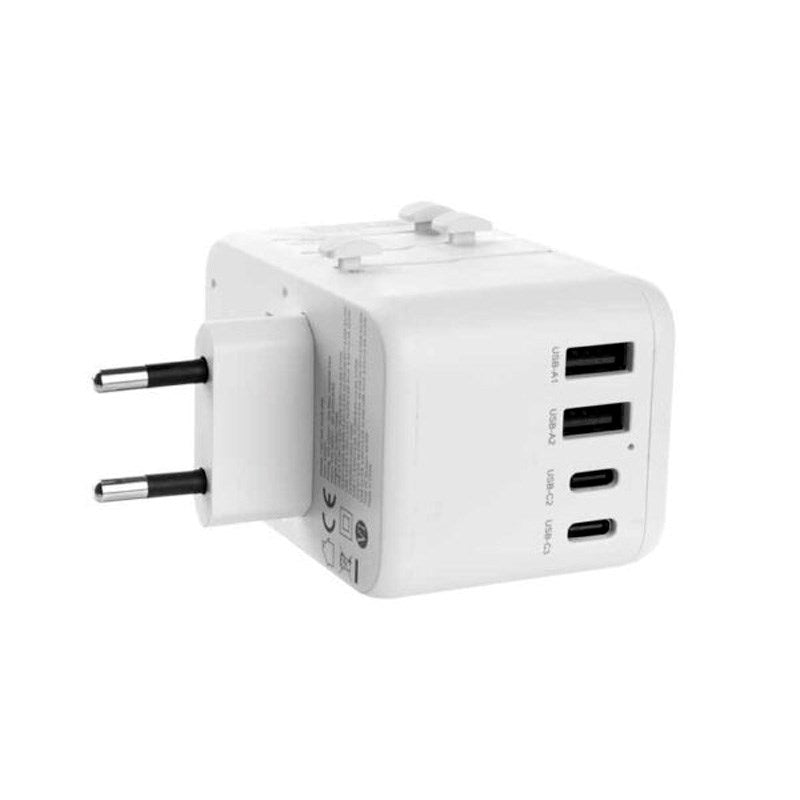 Fixed - Universal Rejse Adapter - 65W - EU / UK / USA / AUS - Hvid