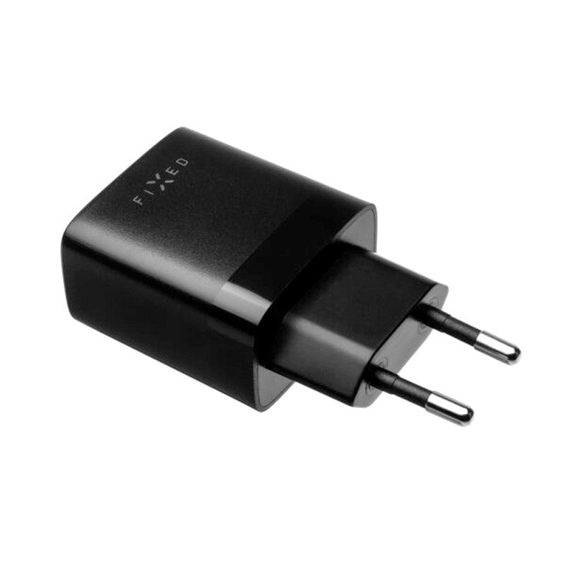 Fixed - Vægoplader m. 2x USB-A / 1x USB-C Kabel - 17W - 1m - Sort