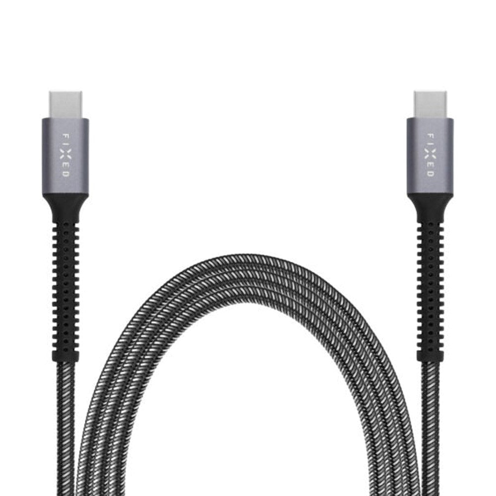 Fast rustning 240W USB-C til USB-C PD-kabel m. Forsterkede ender 1,2m - Grå