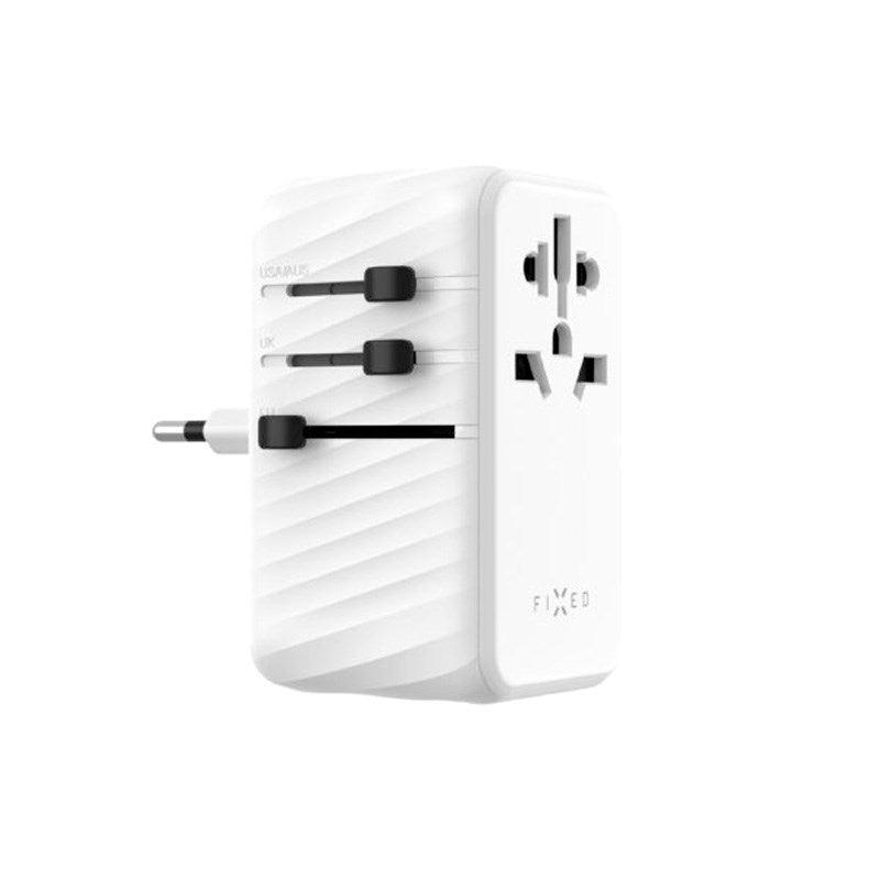 Fixed - Universal Rejse Adapter - 120W - EU / UK / USA / AUS - Hvid