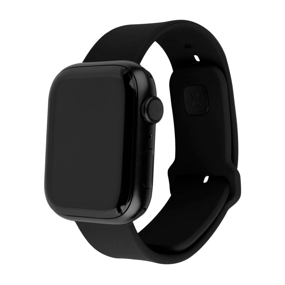 Fast Apple Watch (42/44/SE/45/46/49 mm) Sporty silikonremsett - svart