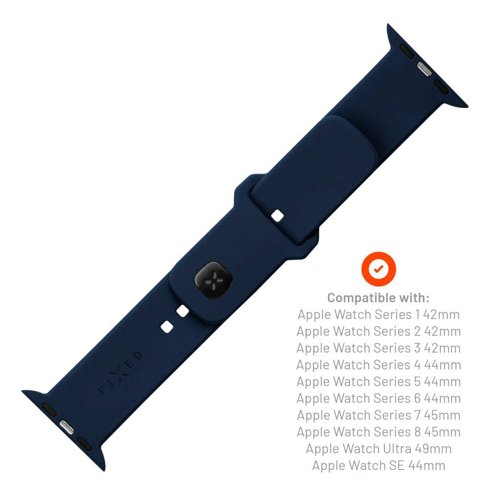 Fixed Apple Watch (42/44/SE/45/46/49mm) Sporty Silikone Rem Sæt - Blå