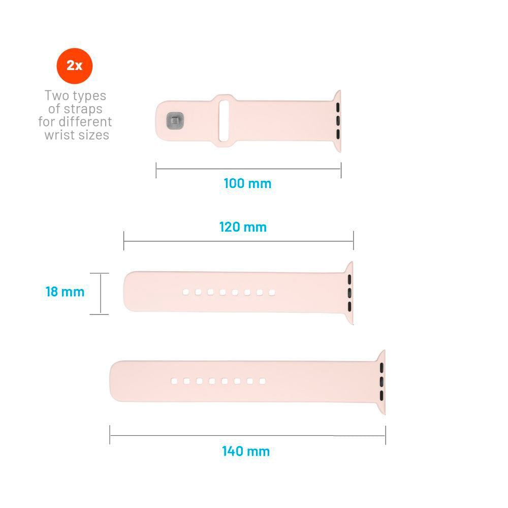 Fast Apple Watch (42/44/SE/45/46/49 mm) Sporty silikonremsett - rosa