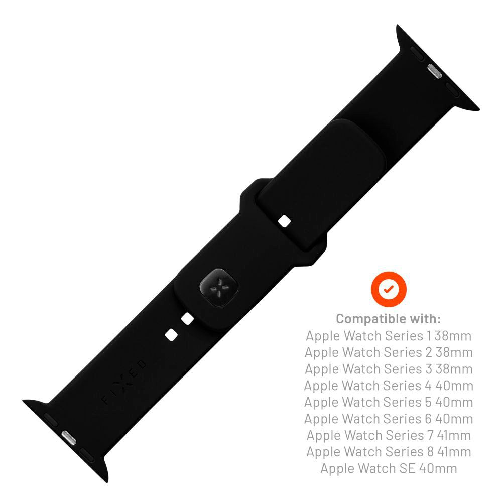 Fast Apple Watch (38/40/SE/41/42 mm) Sporty silikonremsett - svart