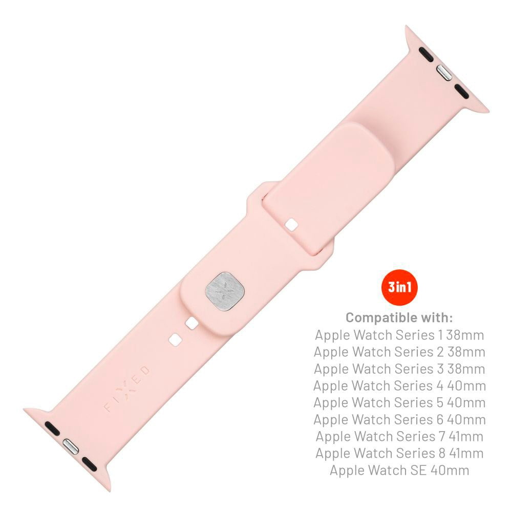 Fast Apple Watch (38/40/SE/41/42 mm) Sporty silikonremsett - rosa