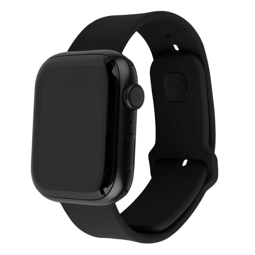 Fast Apple Watch (42/44/SE/45/46/49 mm) Sporty bred silikonremsett - svart