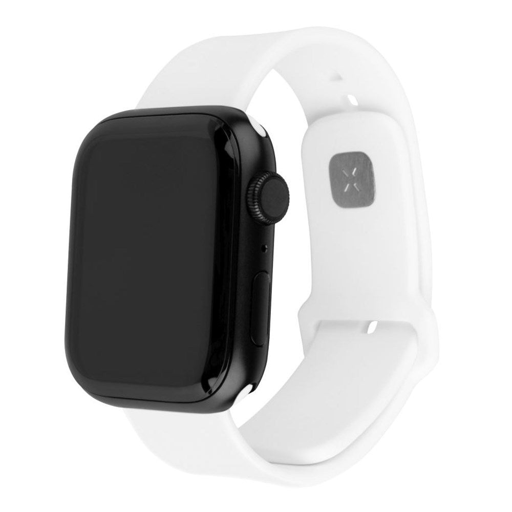 Fast Apple Watch (42/44/SE/45/46/49 mm) Sporty bred silikonremsett - hvit